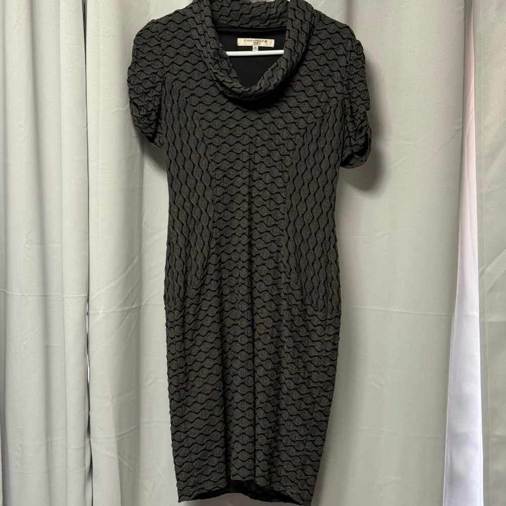 Evan Picone Black Textured Midi Dress